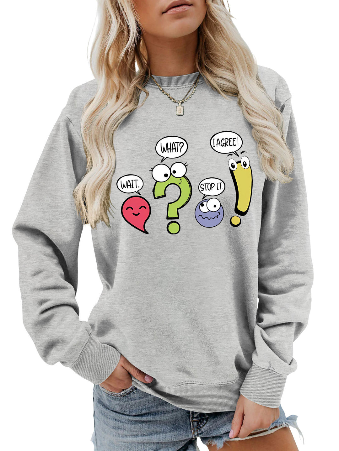 Kvinders afslappede sweater med humoristisk print Stilla