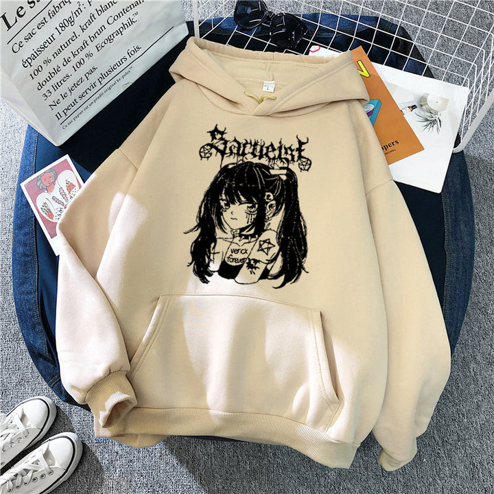 Kvinders hætte sweatshirt med unikt kunstnerisk grafisk design Skovae