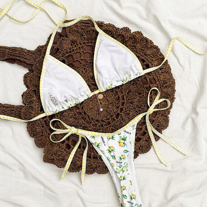 Dame trekant-bikini med blomster mønster og legende design Skovae