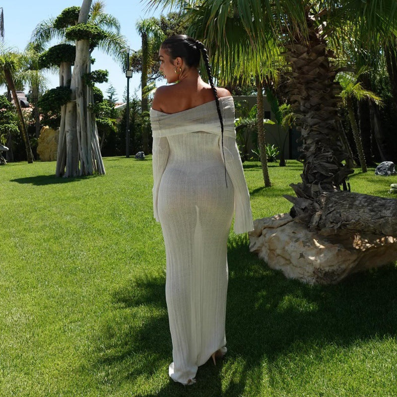 Damer elegant Off-Shoulder Maxikjole med figursiddende snit og raffineret drapering Stilla