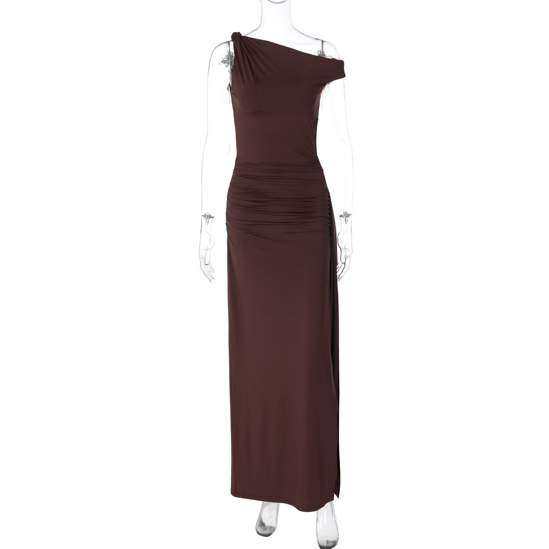 Dame Elegante Maxikjole med asymmetrisk snit og flatterende rynkning Stilla