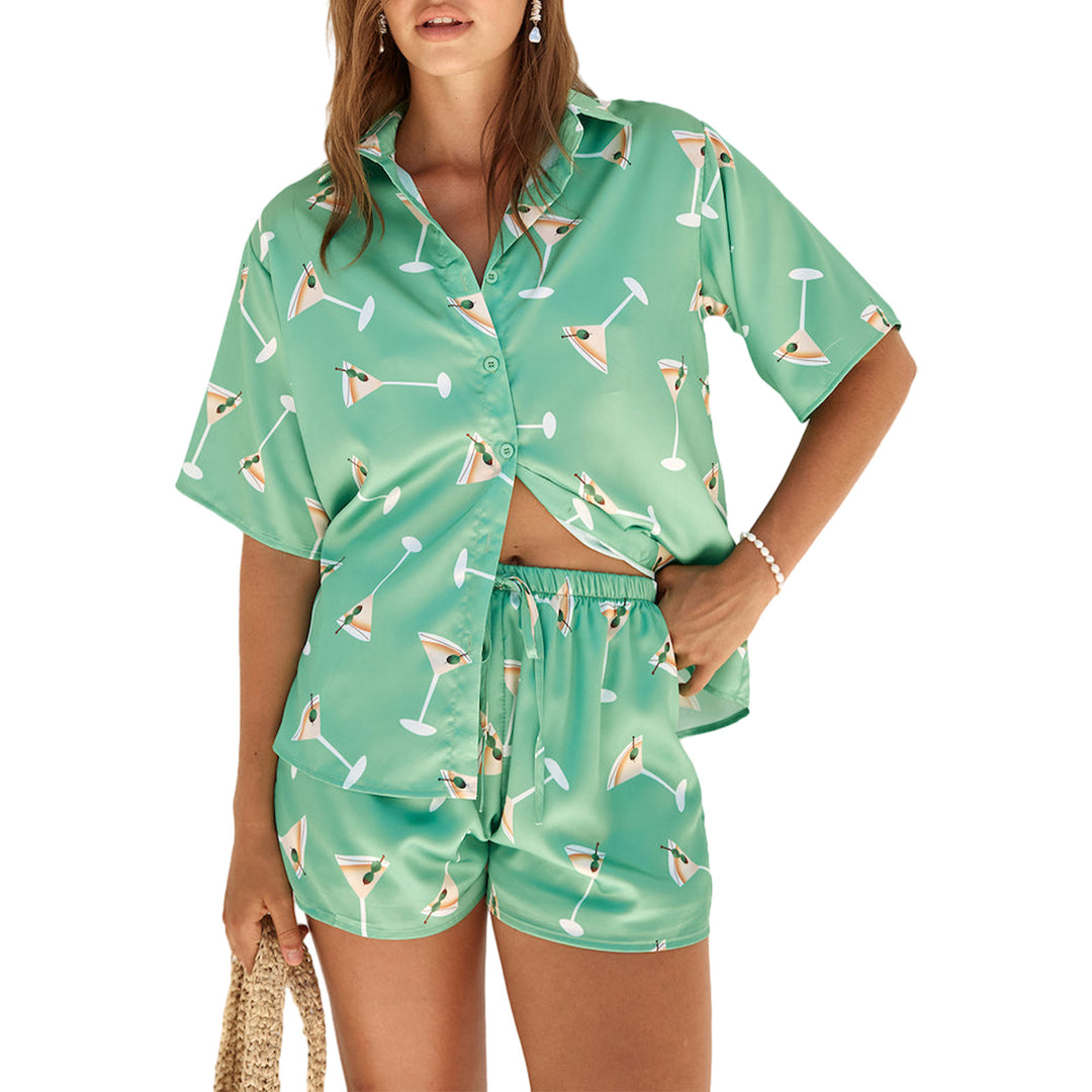 Dame natdragt med trendy cocktailmotiv Skovae