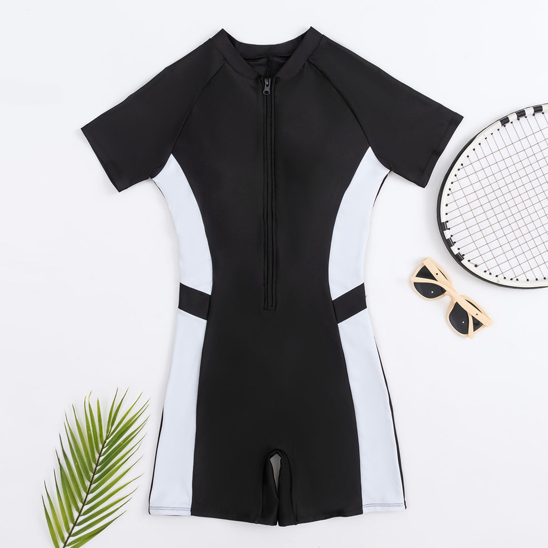 Dame Sportslig Kortærmet Surfdragt med Lynlås og Tætsiddende Design Stilla