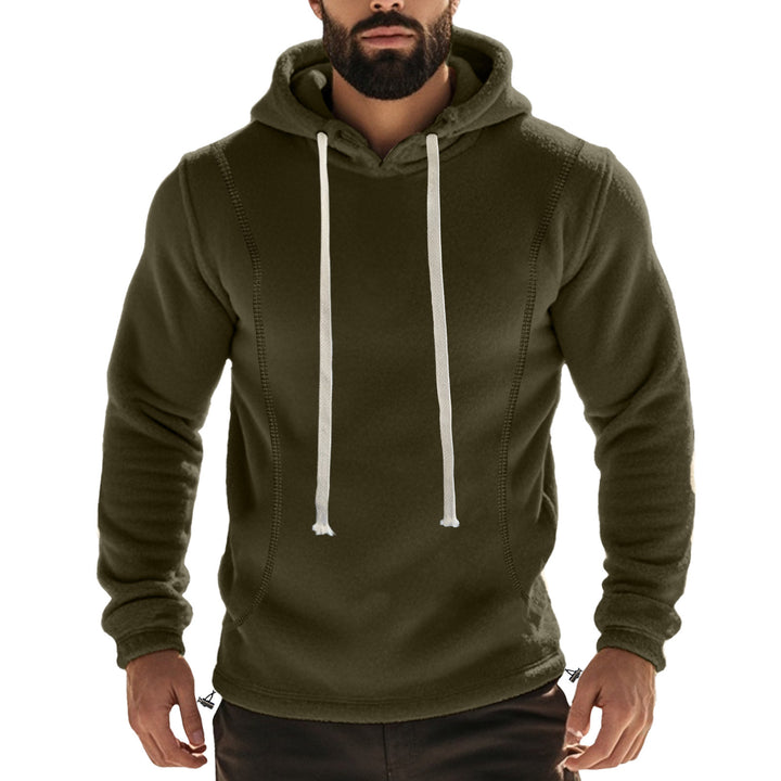 Herre fleece-hoodie med høj krave og kengurupose Stilla
