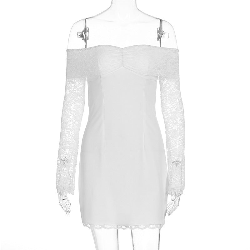 Dame Off-Shoulder Kjole med Spidse Ærmer og Tætsiddende Snit Skovae