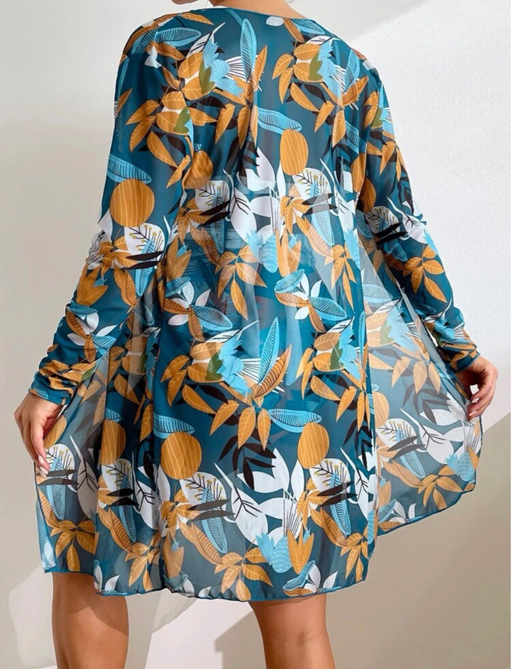 Dame strandbikini med højt skåret buks og elegant kimono Stilla