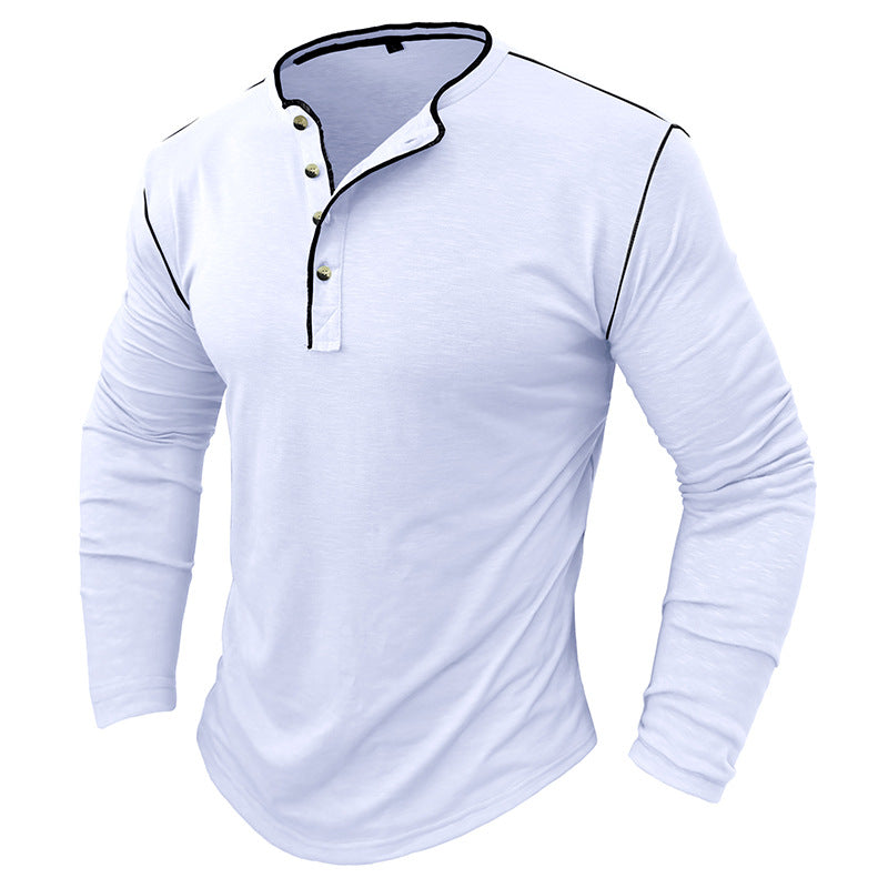 Herrer Langærmet Henley-shirts med moderne ståkrave og stilfulde knapdetaljer Stilla