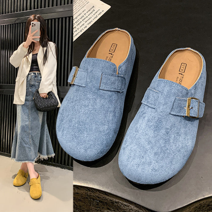 Dame Clogs lavet af høj kvalitet velour læder med justerbart spænde-detalje Stilla