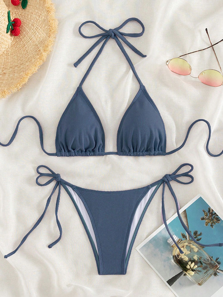 Dame triangel bikini med justerbare bindebånd og feminin snit Skovae