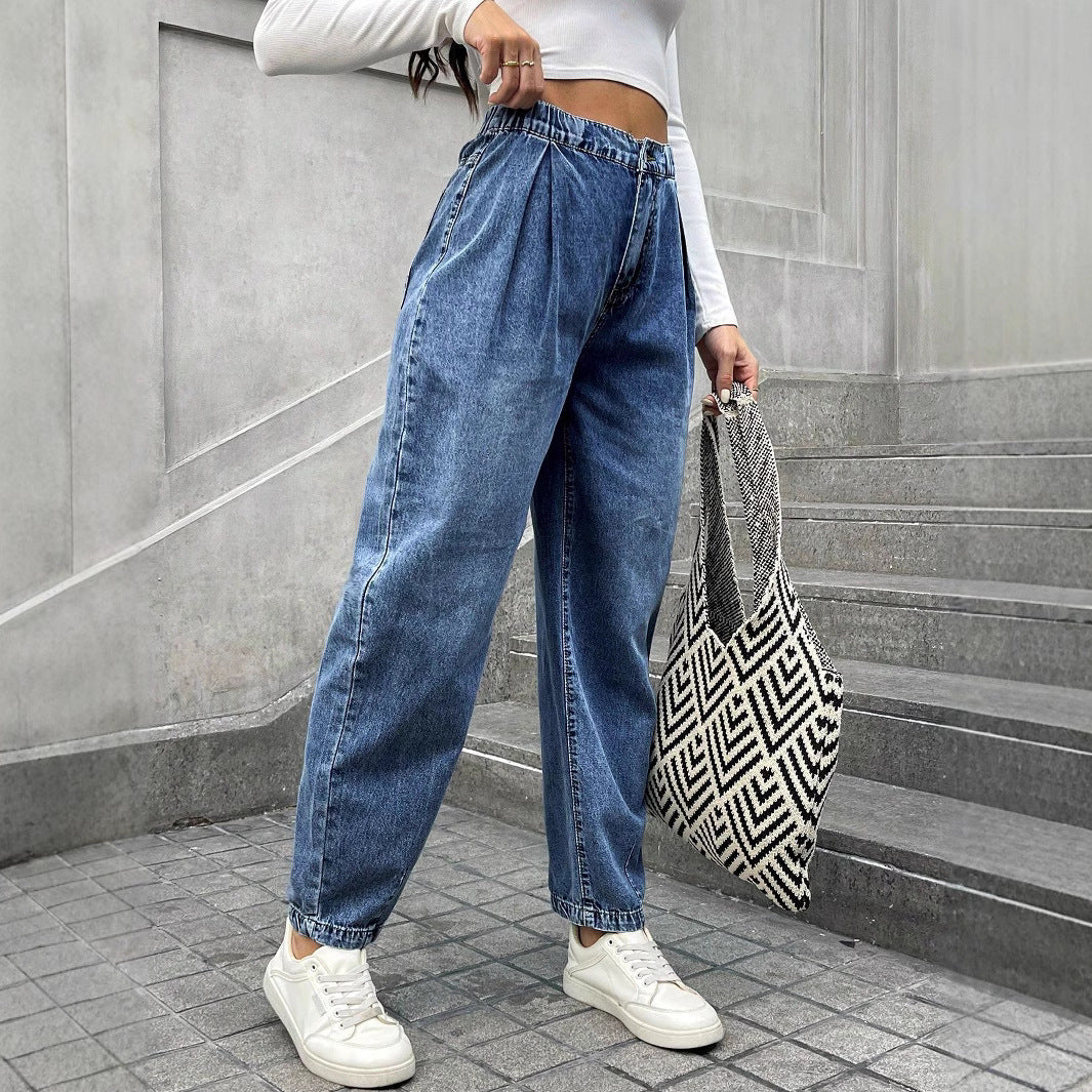 Dame brede jeans med casual snit og elegante folder Stilla
