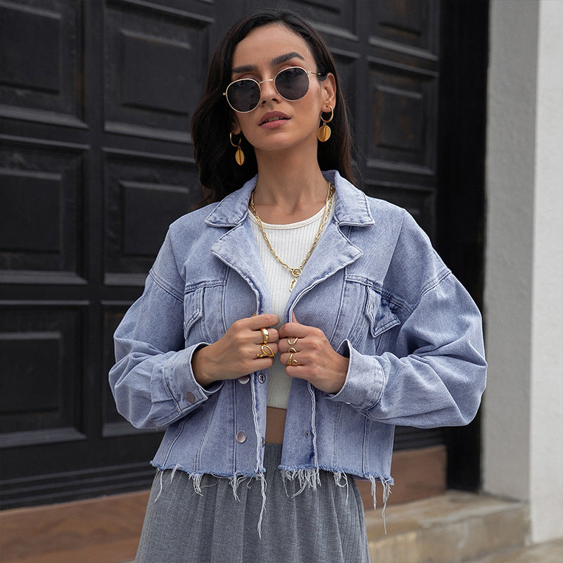 Dame fritid cropped top med afslappet jeansjakke Stilla