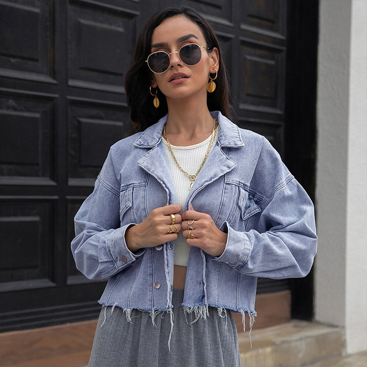 Dame fritid cropped top med afslappet jeansjakke Stilla