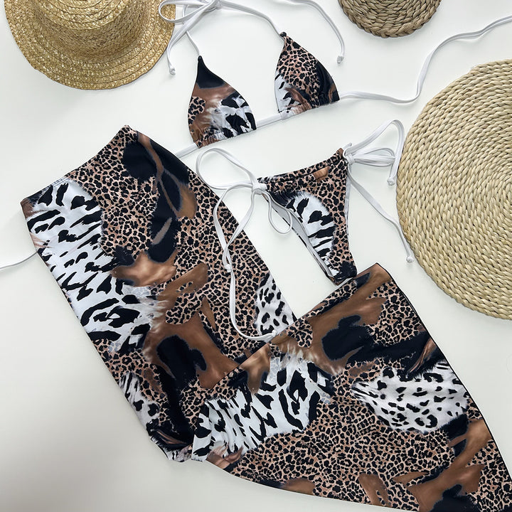 Dame bikini-top med maxi nederdel i animal-print Stilla