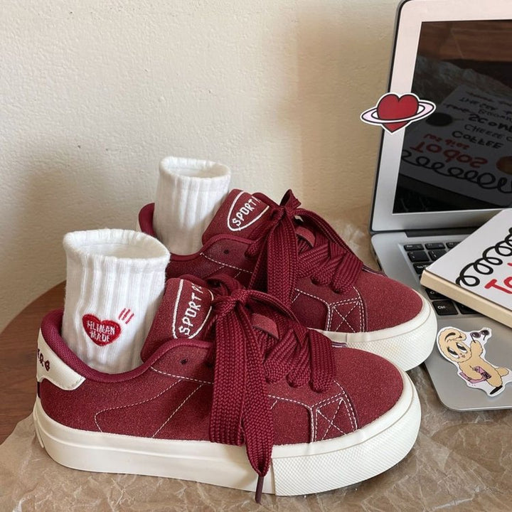 Dame sporty sneakers med tykk sål og åndbart overmateriale kombination Stilla