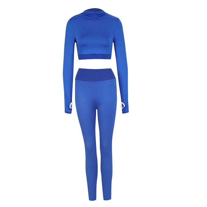 Dame Sporty Langærmet Crop-Top og Leggings Sæt Skovae