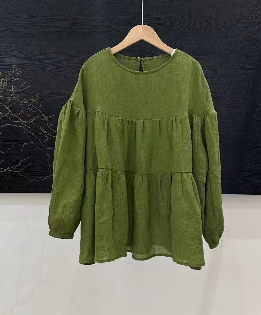 Femme Relaxed Fit Peplum-top med lange ærmer Stilla