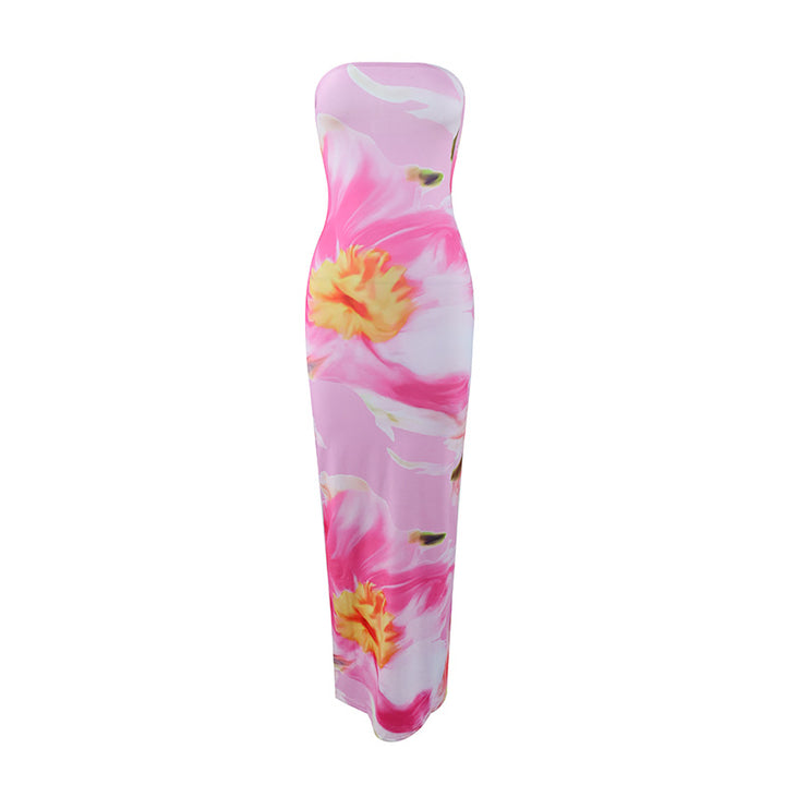 Dame strandvenlig maxikjole med elegant blomsterprint Skovae