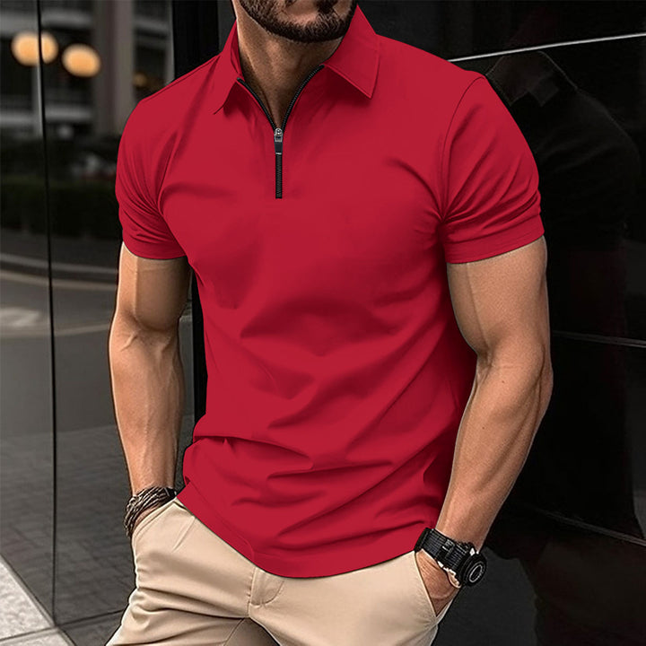 Herre Moderne Zip-Up Performance Polo-Skjorte Stilla