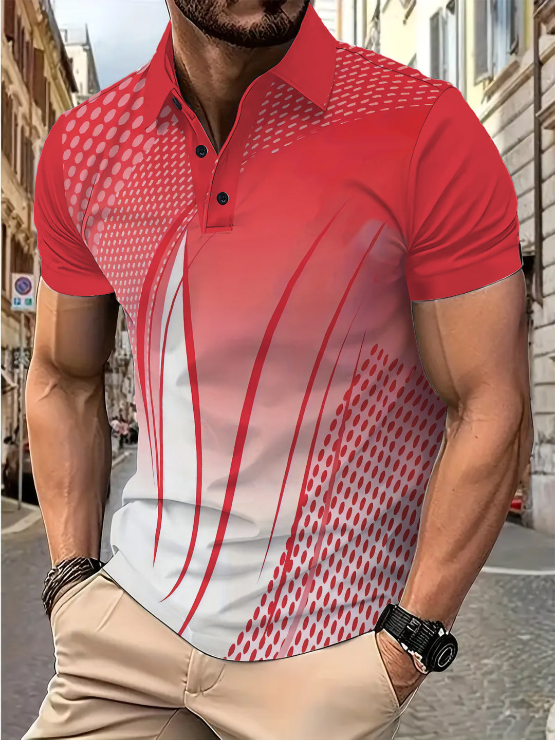 Herrer funktionspoloshirt med dynamisk grafikdesign Stilla