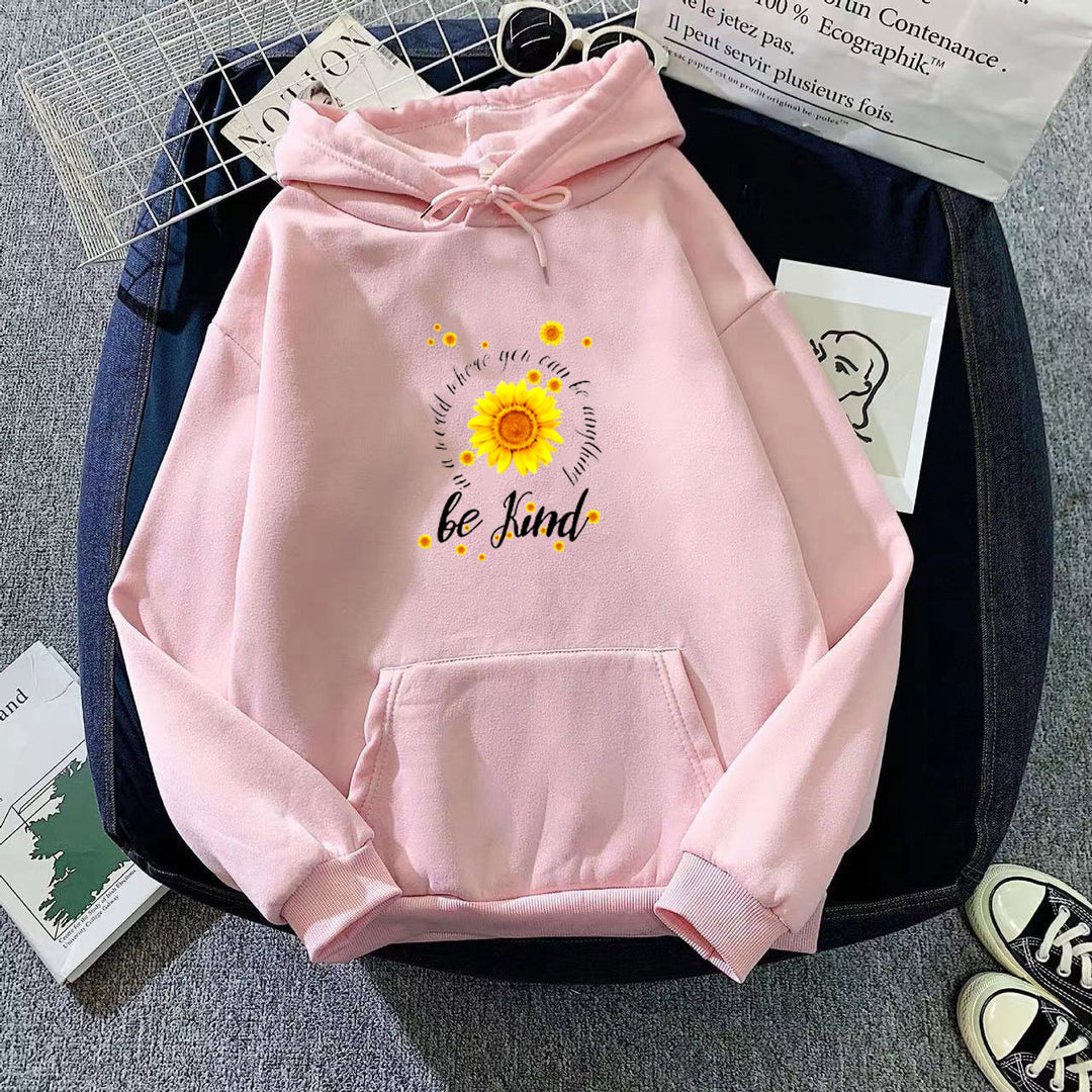 Kvinders hoodie med inspirerende solsikke design Skovae