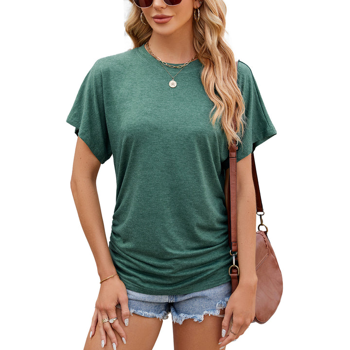 Dame afslappet T-shirt med sidelidt ruchingselement Stilla
