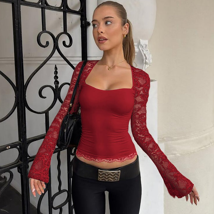 Dame Elegant top med spidse detaljer Skovae