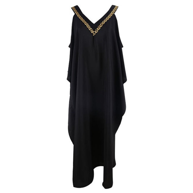 Dame Kaftan med dyb V-udskæring og elegante smykker detaljer Stilla