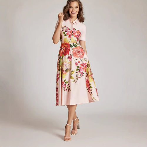 Dame Floral Print Skjortekjole Stilla