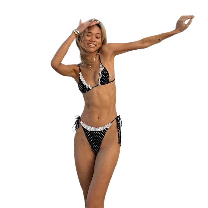 Dame-punkt-trekant-bikini-sæt med flæse Stilla