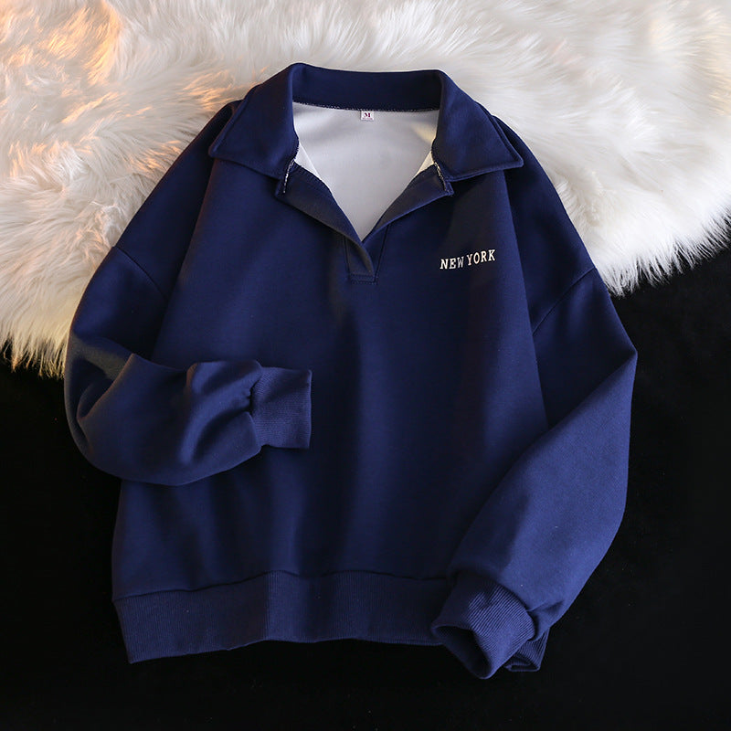 Femme Cropet Polo Sweatshirt med broderet detalje Stilla