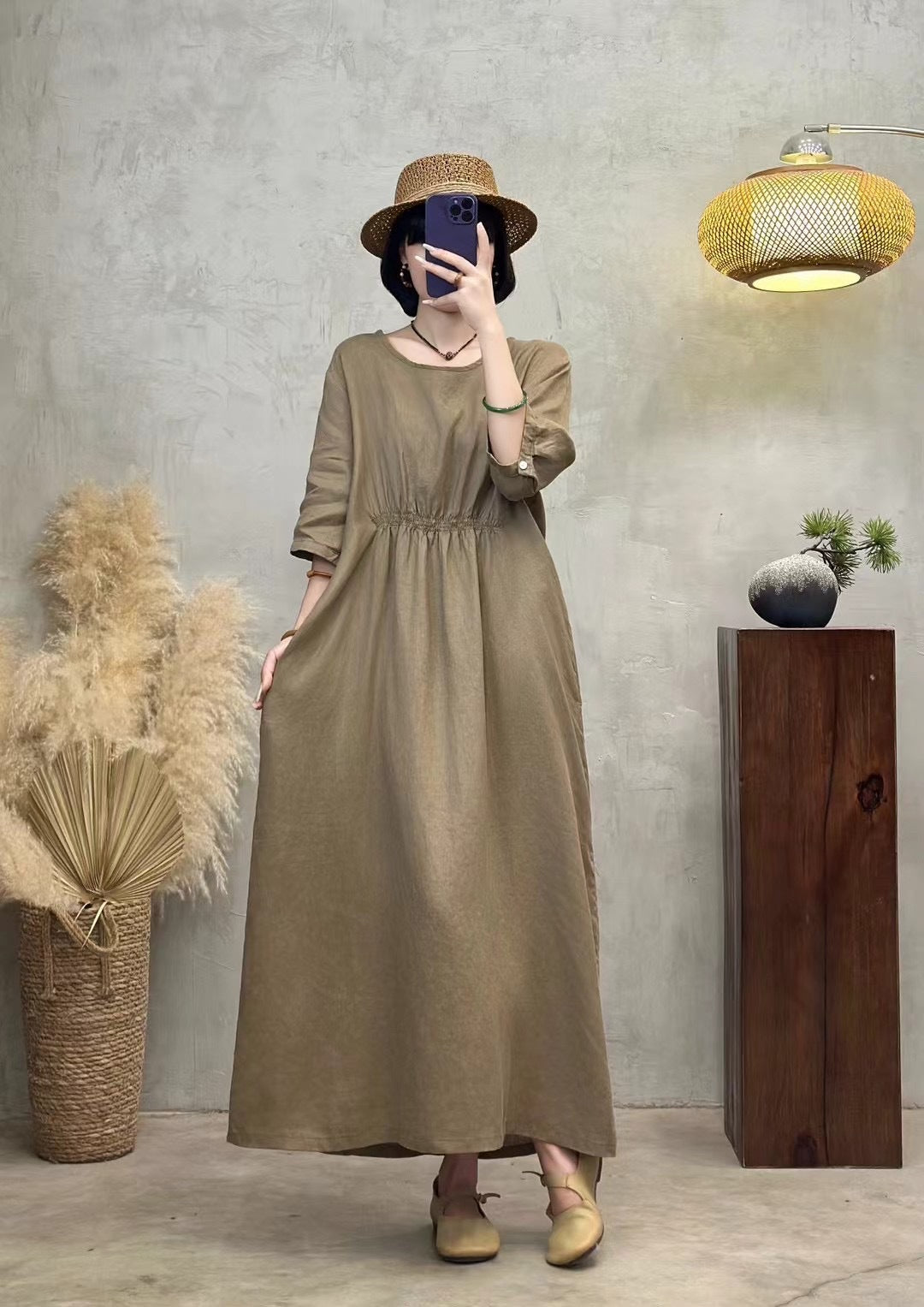 Dame Elegant Maxi-Kjole med Empire-talje Stilla