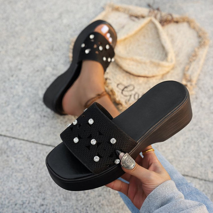 Dame Wedge-sandaler med elegant smykkeudsmykning Stilla
