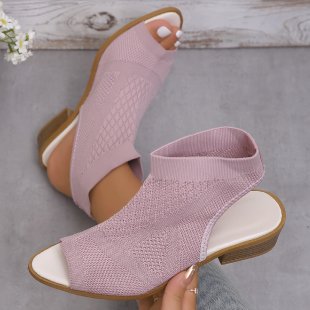 Dame Åben Mules med Strikkedesign og Retro-Blockhæl Stilla