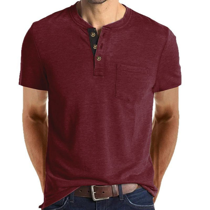 Herre kortærmet Henley-shirt med lomme-detalje Stilla