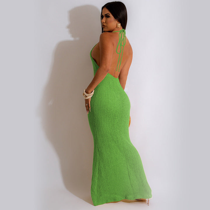 Dame Rib-halter-maxikjole Stilla