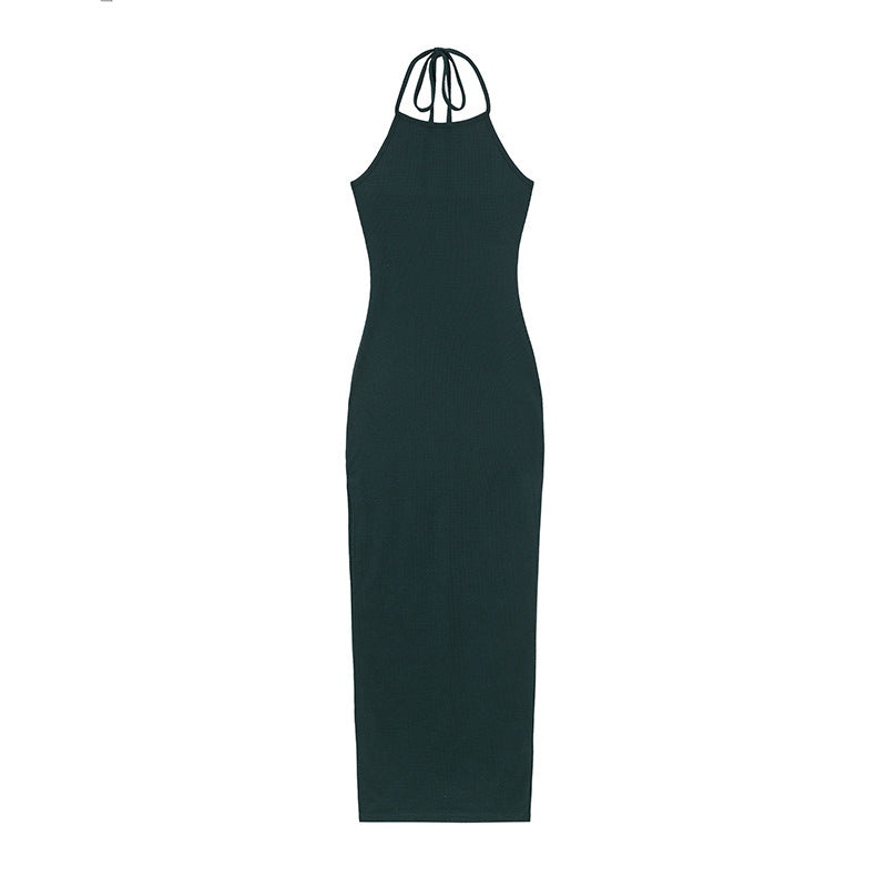 Dame Halter Neck Bodycon Maxi Kjole Stilla