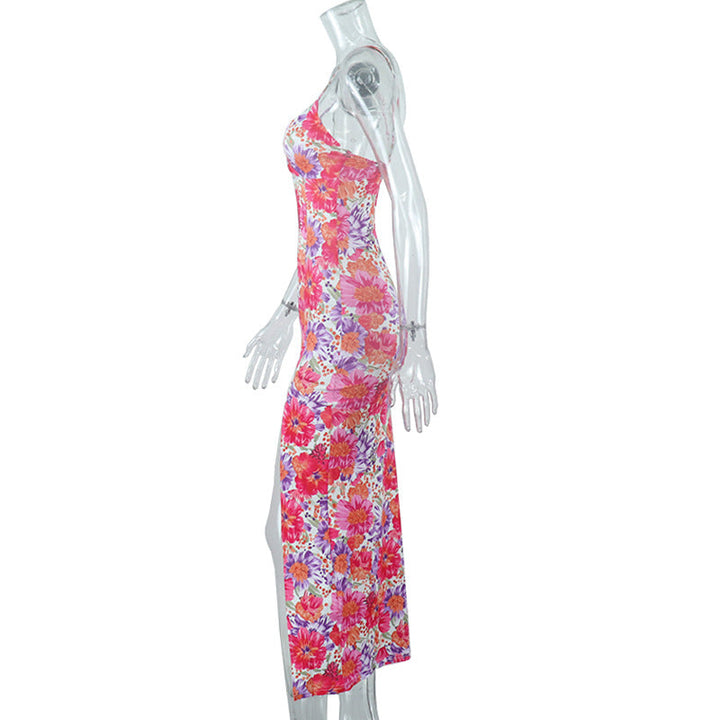 Stilla | Mode Blomsterprint Spaghettistrop Split Maxi Kjole