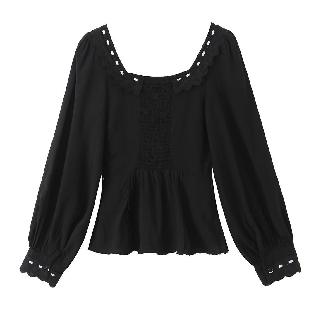 Femme Rüsch Peplum Bluse med bølget detalje Stilla