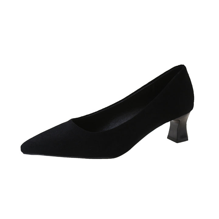 Dame Elegant Sæklæde Spidsudskæring Pumps med Blokhæl Stilla
