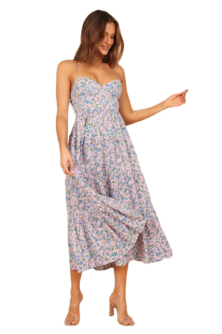 Dame Floral Print Plisseret Mini Kjole Stilla