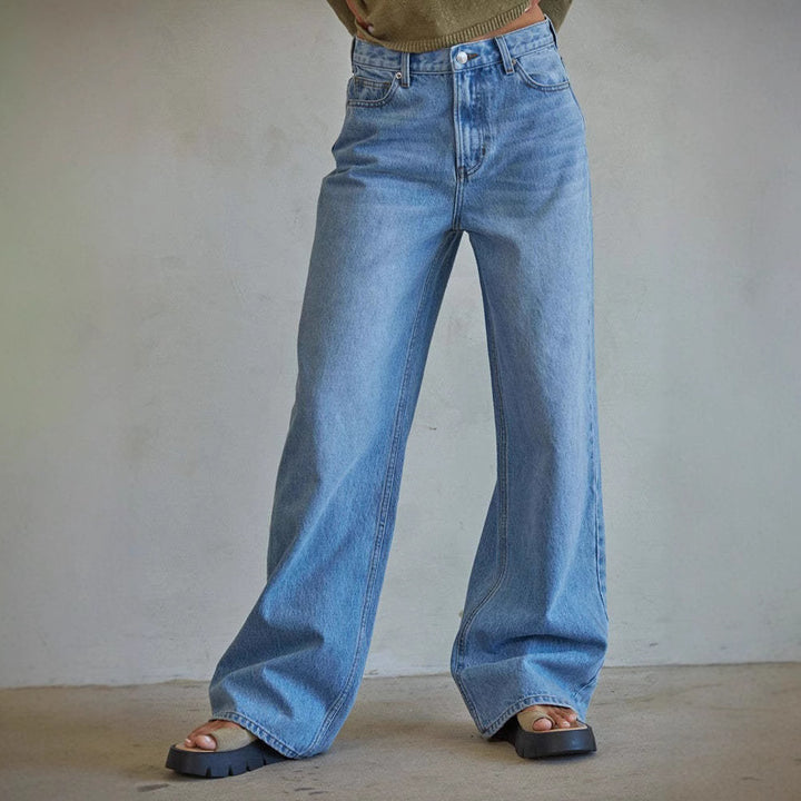 Dame brede jeans med høj talje Stilla