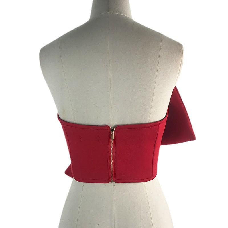Dame Cropped Top med dekorativt bånd-design Skovae