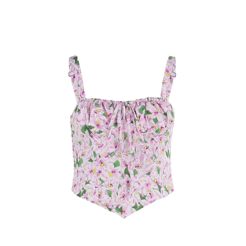 Dame Blomst Korset Crop Top Stilla