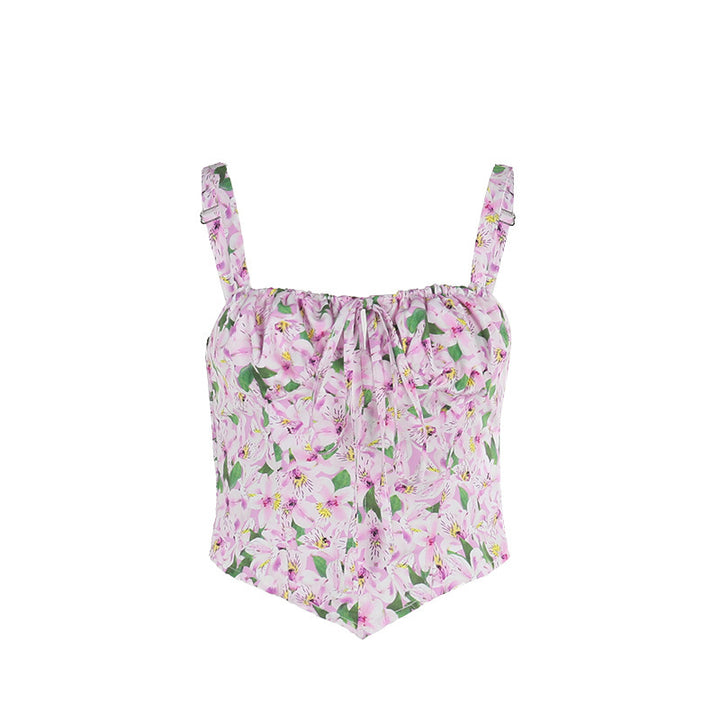 Dame Blomst Korset Crop Top Stilla