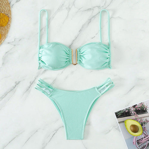 Dame Elegant Push-Up-Bikini med Rynkninger Skovae