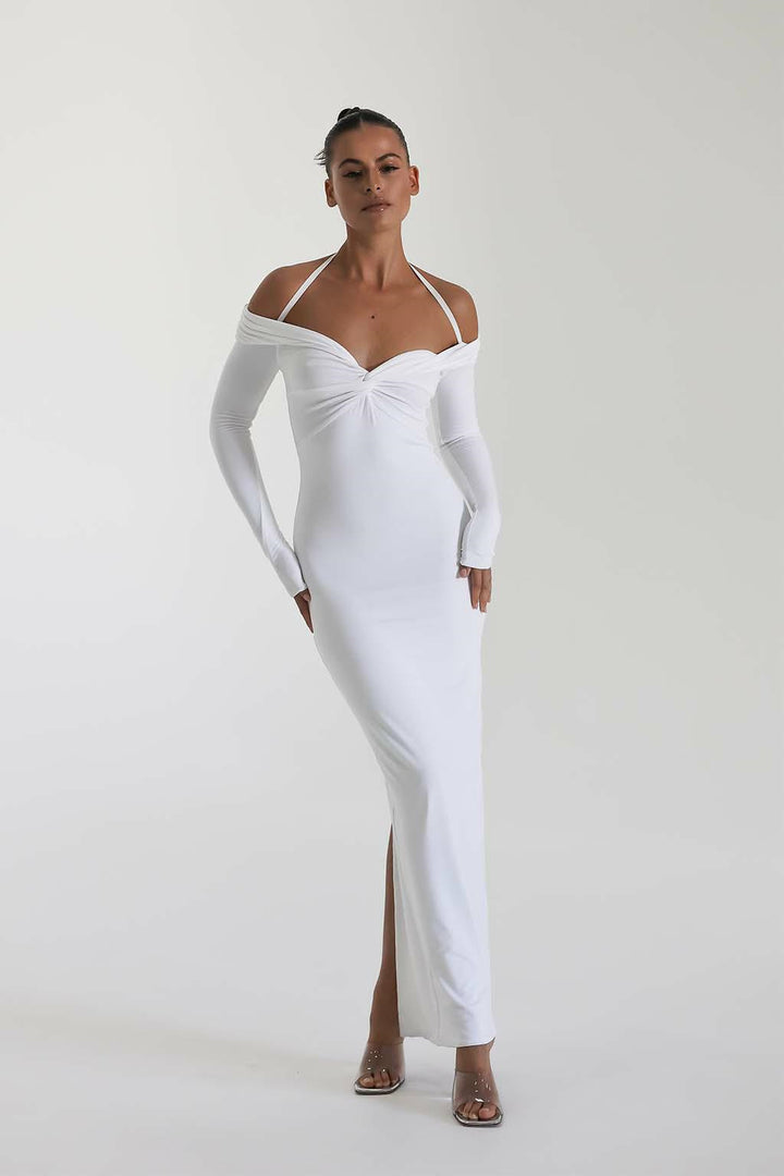 Dame Maxikjole med Off-Shoulder Design og elegant slids Skovae
