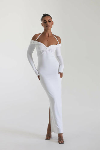 Dame Maxikjole med Off-Shoulder Design og elegant slids Skovae