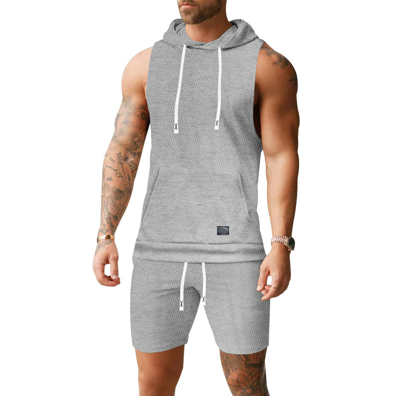 Herrer Sporty Hoodie Shirt og Shorts Sæt med innovativt Design Stilla