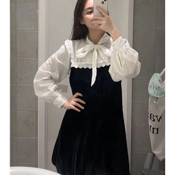Dame skjorte kjole med elegant skørt og rynker Stilla