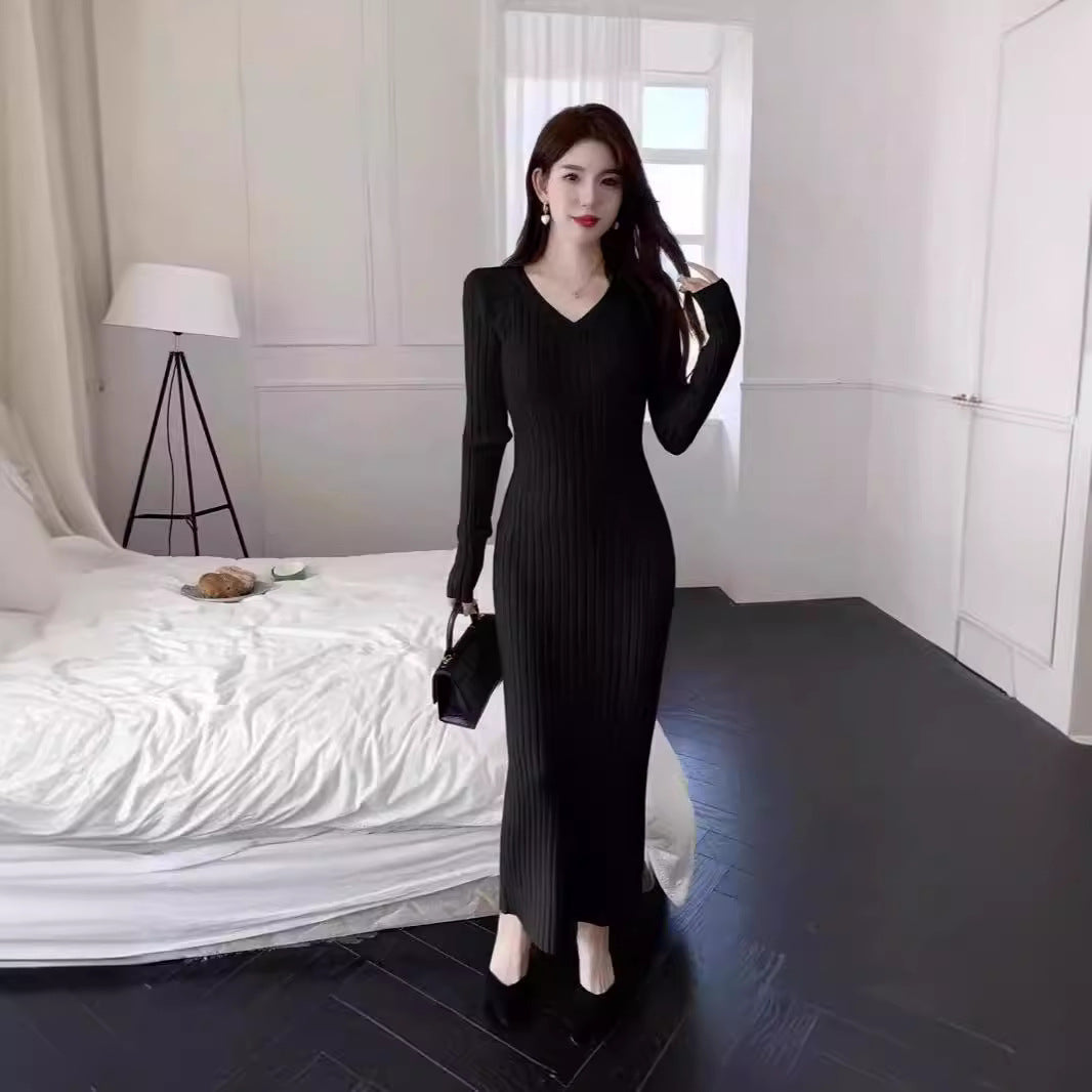 Femme V-udskæring Rib Maxikjole Stilla